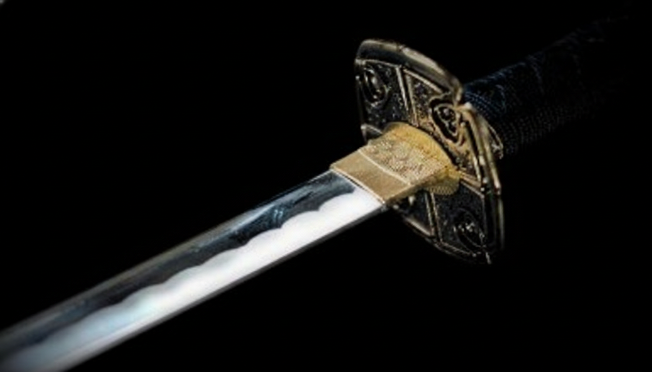 Authentic Japanese katana with tsuba (hand guard) detail